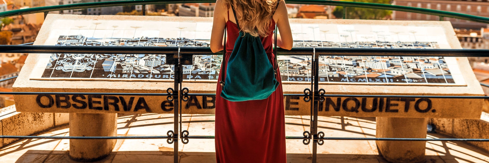 Woman at Senhora do Monte look out.